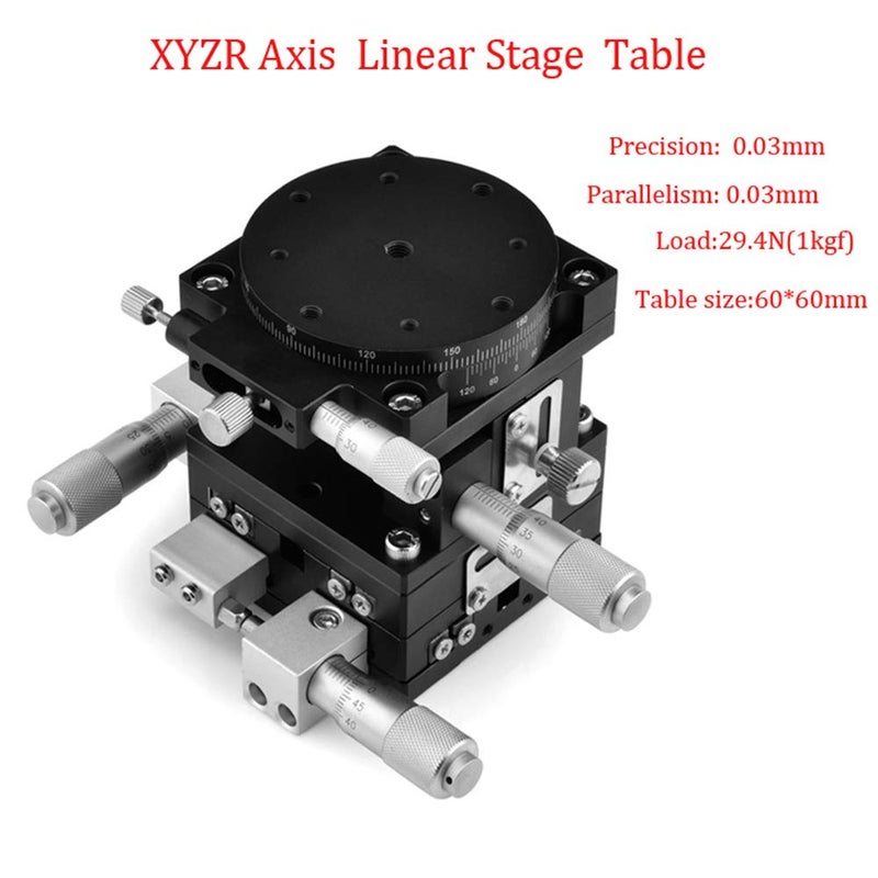 TOAUTO الدقة XYZR 4 محور 2.36 ""x2.36"" دليل تحديد المواقع الخطية المرحلة تحمل ضبط منصة انزلاق الجدول 60x60 مللي متر - Image 3